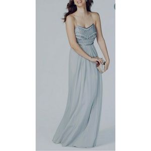 Adrianna Papell long gown spaghetti straps beaded